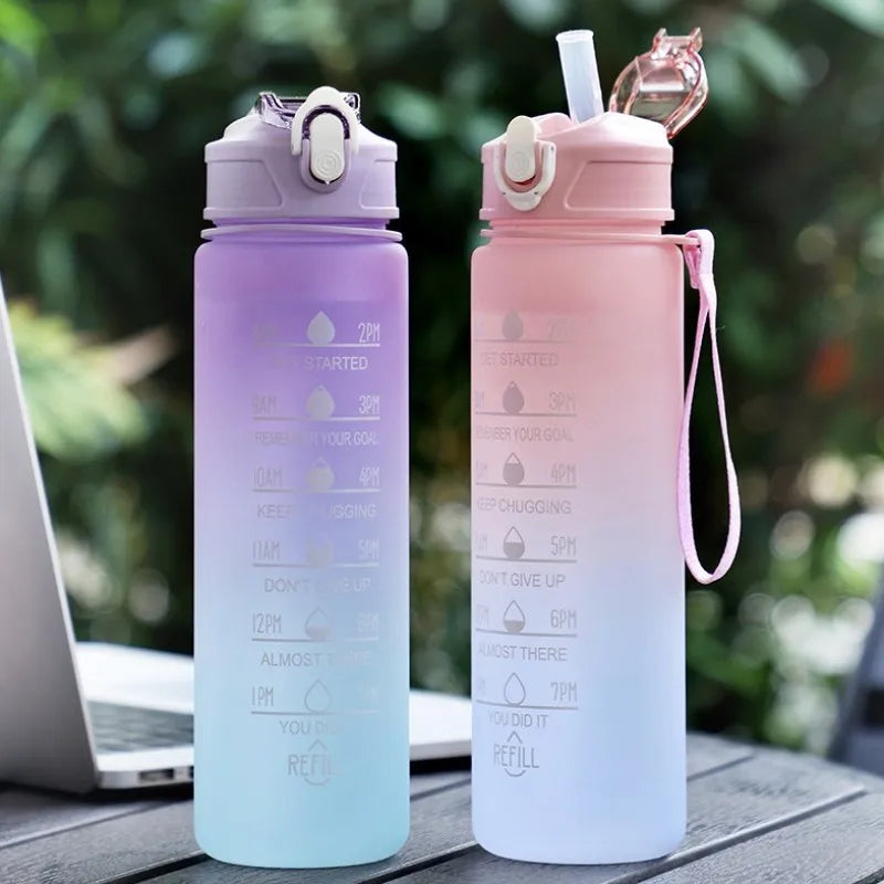 700ml Rainbow Frosted Sports Water Bottle – Straw Cup for Gym, Travel & Daily Use