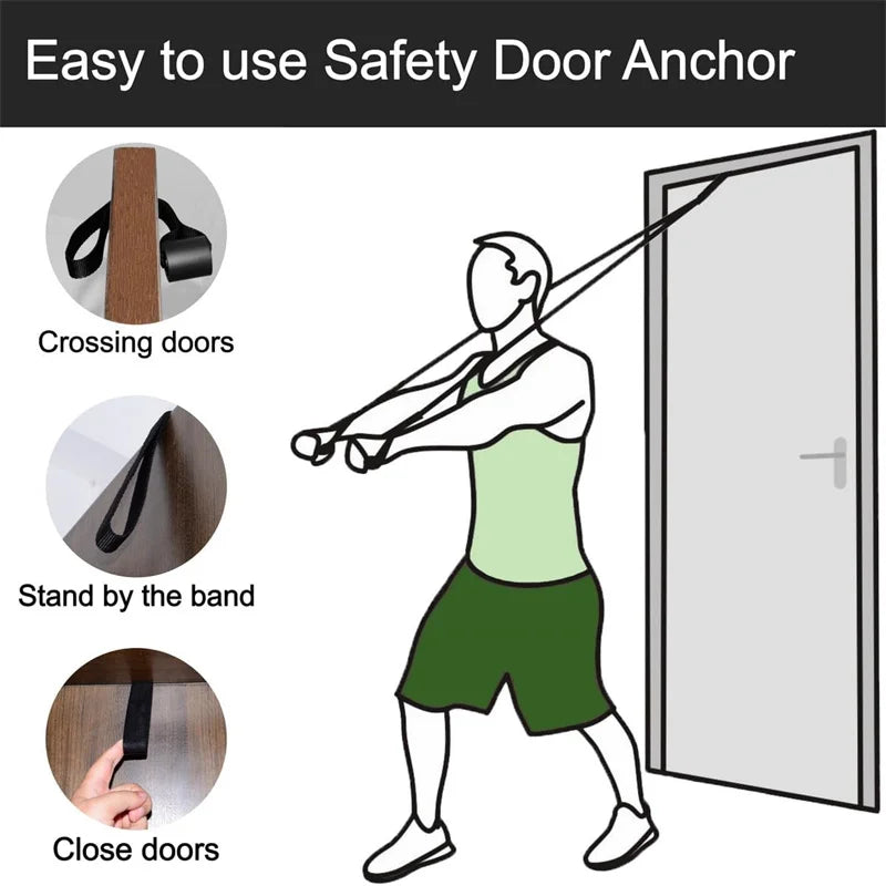 Door Anchor Resistance Band Set – Elastic Tube Bands for Home & Gym Workouts
