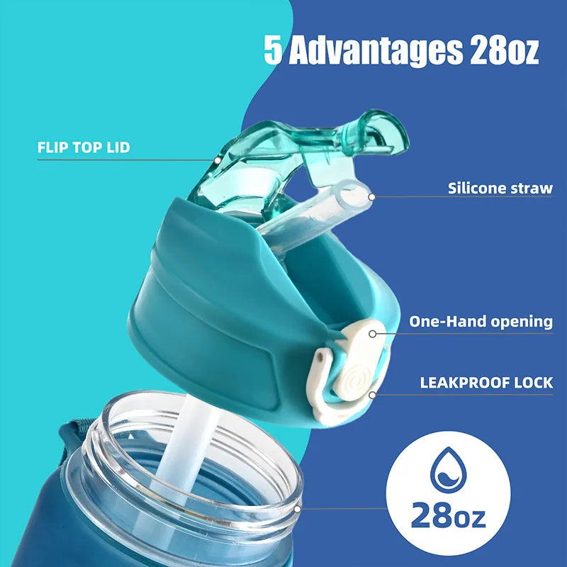 800ml Large Capacity Sports Water Bottle – Leak-Proof Gym & Outdoor Hydration Jug