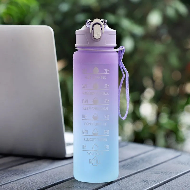 700ml Rainbow Frosted Sports Water Bottle – Straw Cup for Gym, Travel & Daily Use